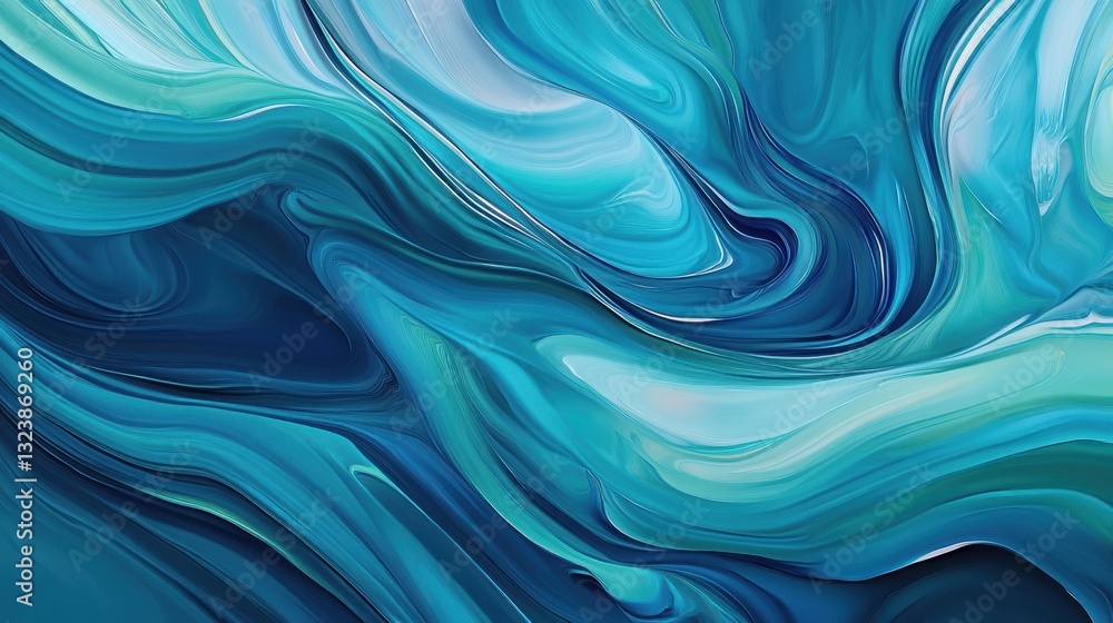 Poster oceanic swirl: captivating and dynamic abstract art with swirling patterns in shades of blue and tur