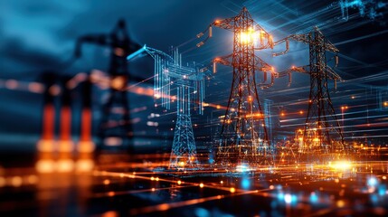 Fototapeta premium Visualizing alternative energy in smart grid digital twin tech