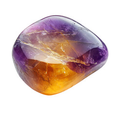 A Polished Ametrine Stone with Purple Gradient Isolated on Transparent Background