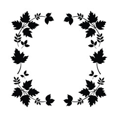 Fototapeta premium Black Silhouette Leaf Frame, Autumn Foliage Border, Nature Design