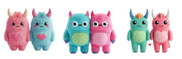 Cute plush monster toys in vibrant colors, perfect for kids and collectors