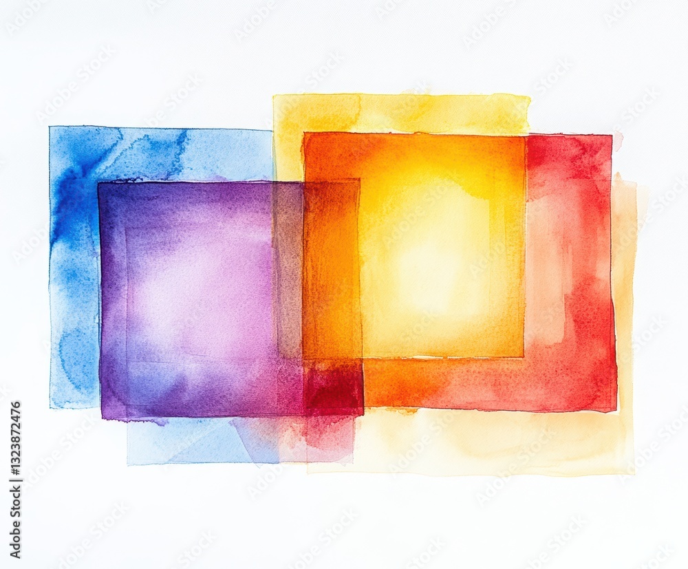 Aufkleber watercolor squares: a vibrant array of watercolor squares in a harmonious interplay of colors and te