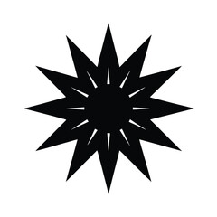 Fototapeta premium Black Starburst, Sharp Points, Geometric, Symmetrical, Sunburst Design, Abstract, Simple, Icon, Grip