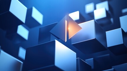 Fototapeta premium Abstract Geometric Shapes Floating Against a Gradient Blue Background