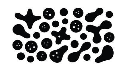 Fototapeta premium Abstract Black Shapes, Amoeba Forms, Cellolike Structures, Organic Design Elements