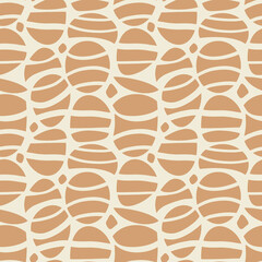 seamless background with coffee beans, abstract geometric pattern, beige shapes on ecru colours background 
