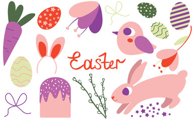  Colorful Easter Elements with Bunny, Eggs, and Spring Themes