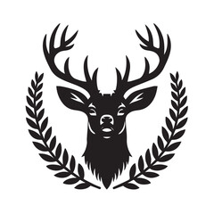 Obraz premium Black and White Deer Silhouette Logo