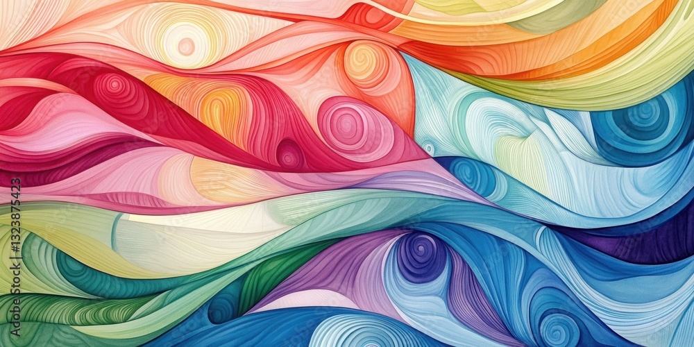 Aufkleber harmonious hues: an abstract representation of a flowing color palette, like waves blending seamless