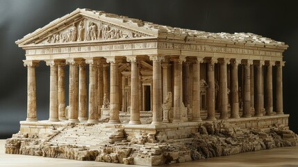 Obraz premium Detailed model of a ruined classical temple.