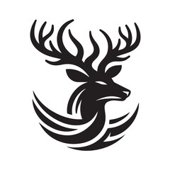 Black and White Deer Silhouette Logo