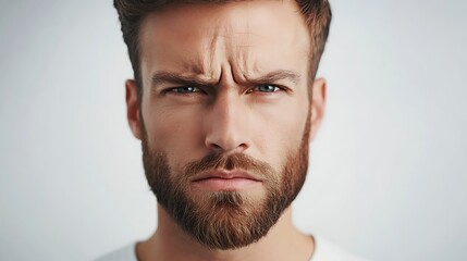 Fototapeta premium Handsome man with sharp facial features on a clean white backdrop