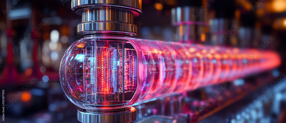 Fototapete A close-up view of a quantum computing device illustrating the intricate components responsible for processing data.