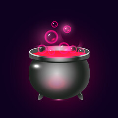  glowing witch’s cauldron illustration