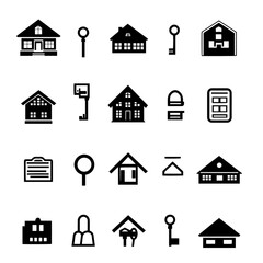 Real estate and home icons set, black and white vector illustration for property and housing