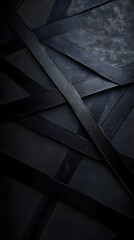 Black background with shiny metal strips intersecting, modern and industrial.