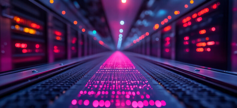 Dazzling lights illuminate a quantum computing facility, showcasing the intricate interplay of qubits in superposition.