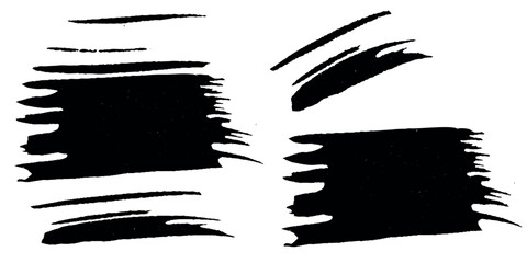 Abstract Black Ink Brush Strokes in Artistic Grunge Style on White Background