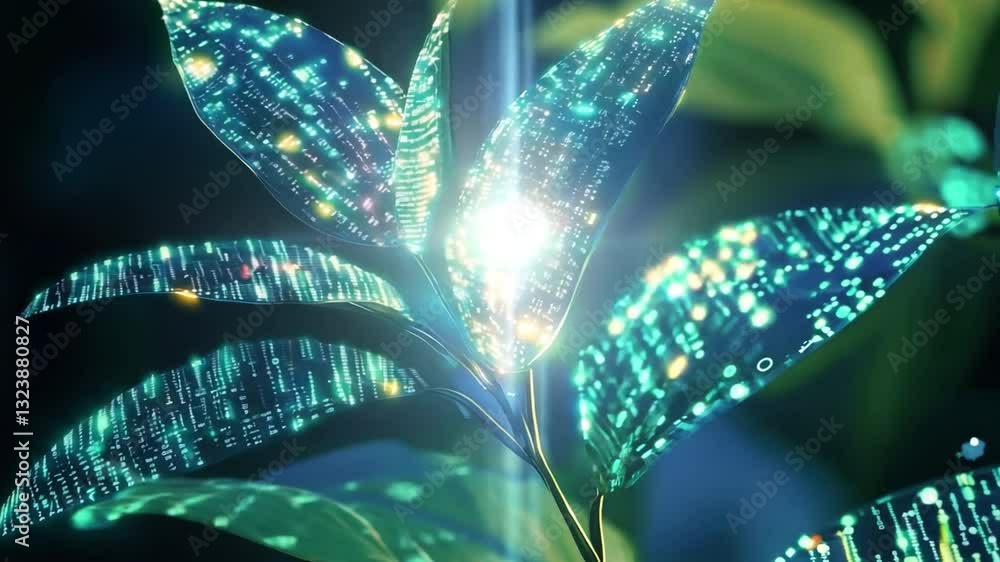 Aufkleber digital bloom: a vibrant fusion of nature and technology is captured in a digital representation of 