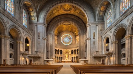 Fototapeta premium Interior view of a majestic cathedral showcasing the architecture and grandeur