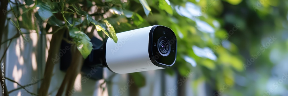 Aufkleber video camera with motion detection features positioned amidst greenery for effective monitoring