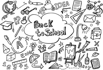 Back to school pattern on white background,Hand drawn in vector design.