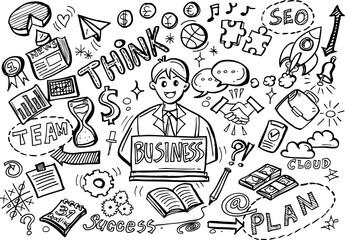Hand Drawn Business background,Doodles vector illustration.