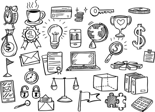 Element of hand drawn business set, Hand drawn in vector design.vector2025-01