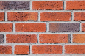 Close up view of red brick wall background
