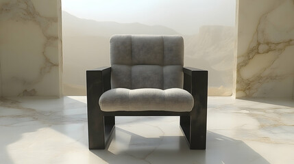 Modern armchair in minimalist interior