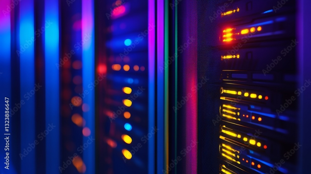 Aufkleber colorful server room with illuminated racks showcasing data processing technology