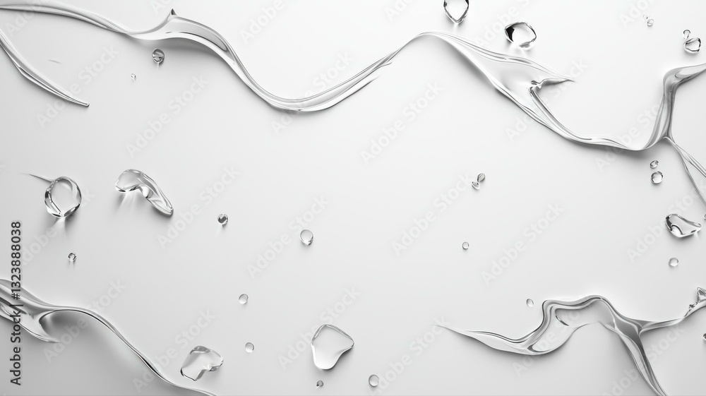 Aufkleber abstract clear water droplets on smooth surface reflecting light, creating a serene and minimalist a