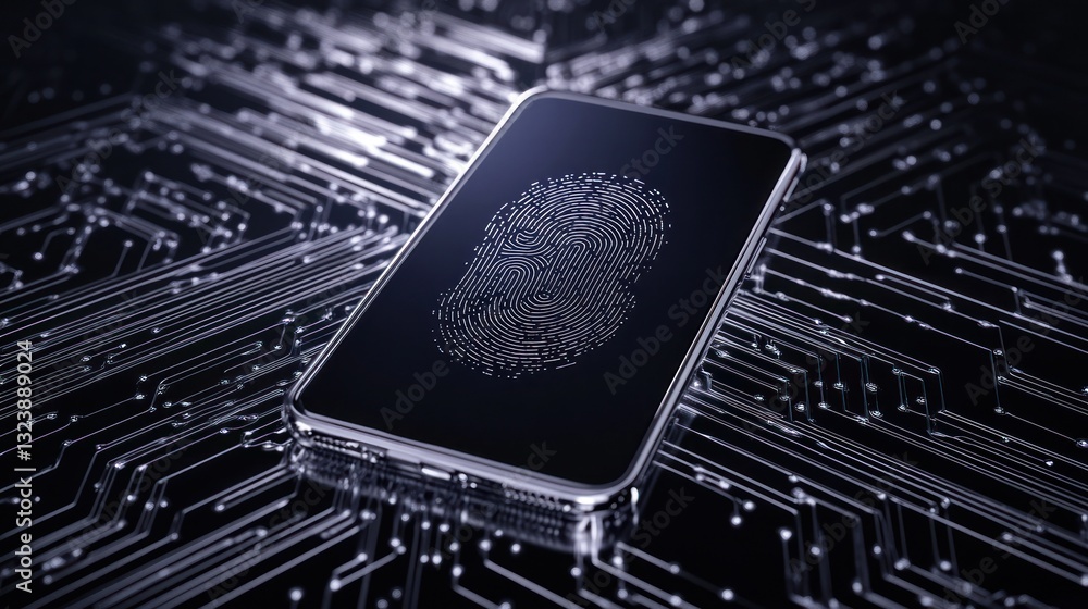 Poster fingerprint security: smartphone biometric authentication on circuit board