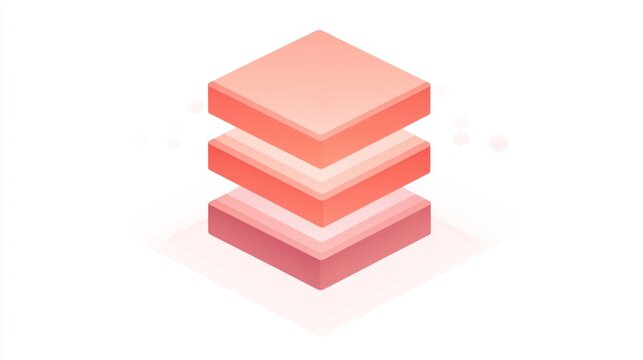 Three layered isometric cubes in shades of orange.