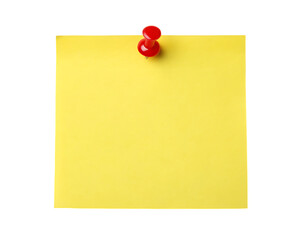 Empty yellow sticky note pinned to a surface.  Perfect for reminders, messages, or notes.