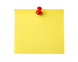 Empty yellow sticky note pinned to a surface.  Perfect for reminders, messages, or notes.