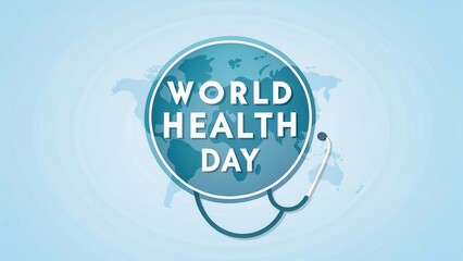 Naklejka premium world health day and wellness background. World Health Day graphic featuring a globe and stethoscope design.