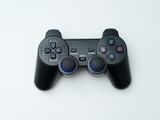 Gaming joystick on white background
