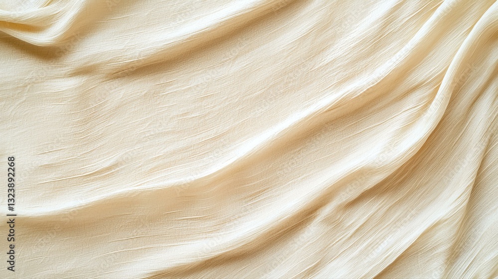 Poster smooth beige fabric texture background with gentle folds for elegant design applications.