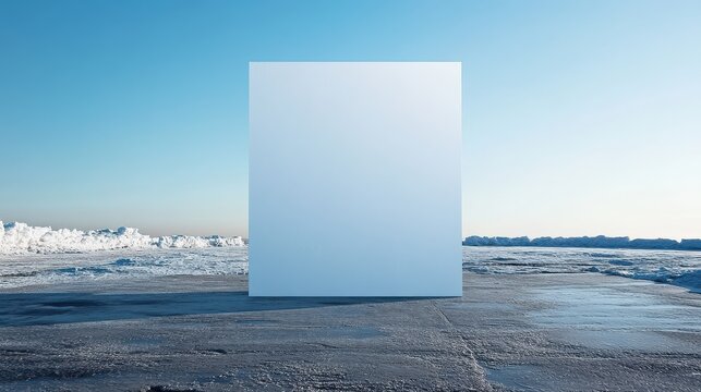 A stark white rectangle, a blank canvas, stood majestically against the tranquil backdrop of a light blue expanse.