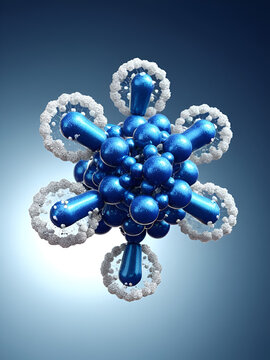 Cisplatin, anticancer drug, 3D molecule, spinning 4K