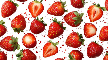 Red Strawberries on Black Background Illustration