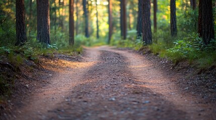 Fototapeta premium Two diverging forest paths: one overgrown, the other well-kept, symbolizing choices between tradition and progress. 
