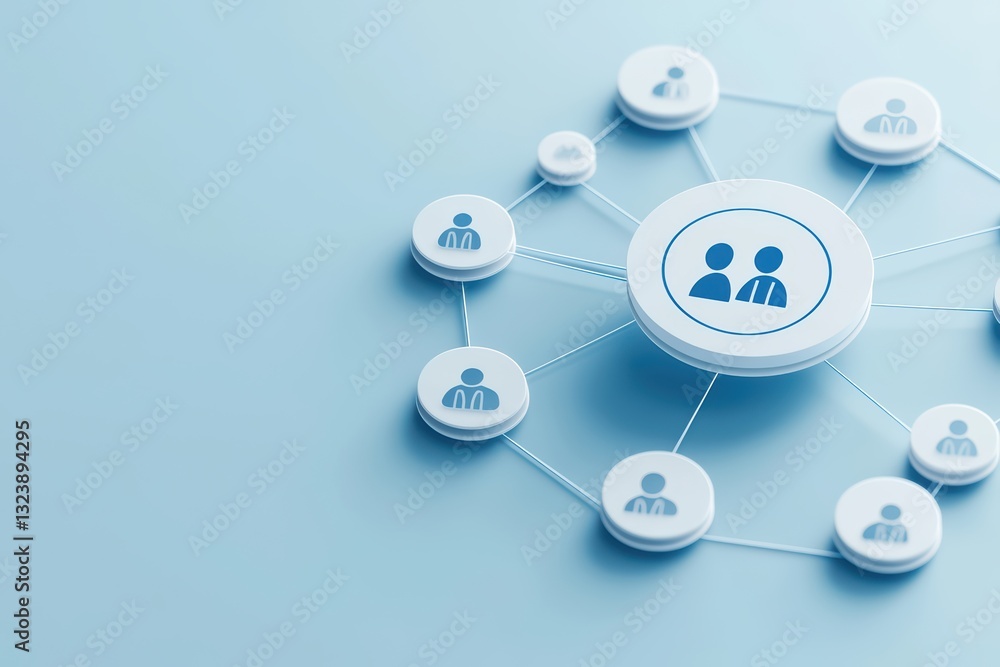 Poster conceptual illustration of ai driven data driven marketing with analytics and user connections