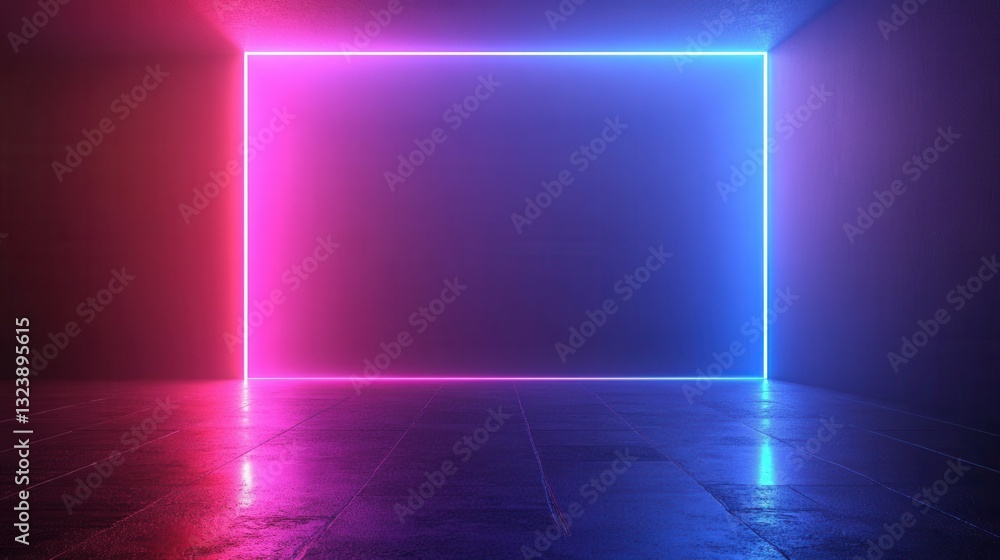 Fototapete glowing abstract digital pattern with neon lines in blue and purple shades creating a sleek grid des