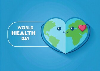 world health day and wellness background. Colorful design celebrating World Health Day with a heart and globe theme.