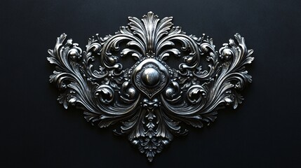 Antique metalwork crest with acanthus motifs and intricate details