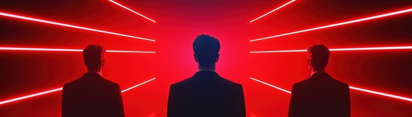 Futuristic Business Concept with Holographic Projection and Professional Individuals in Suits