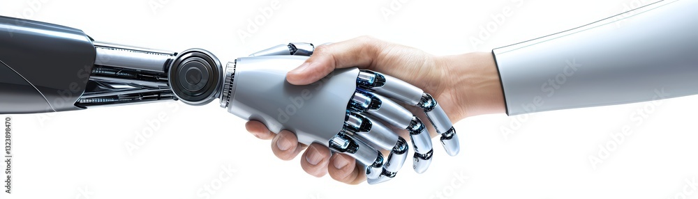 Aufkleber futuristic concept of teamwork between robotic hands in a collaborative environment
