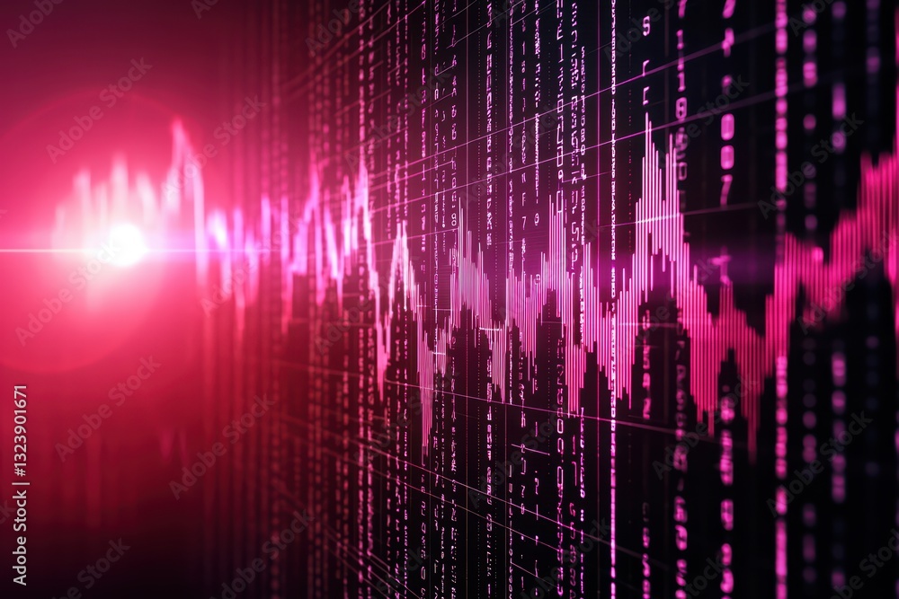 Poster dynamic market expansion concept with stock chart data visualization in a vibrant design
